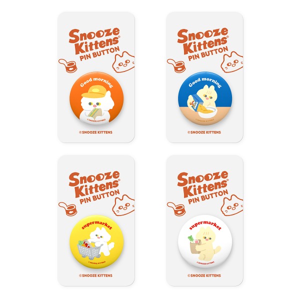 Snooze Kittens® Supermarket Pin Button 4types