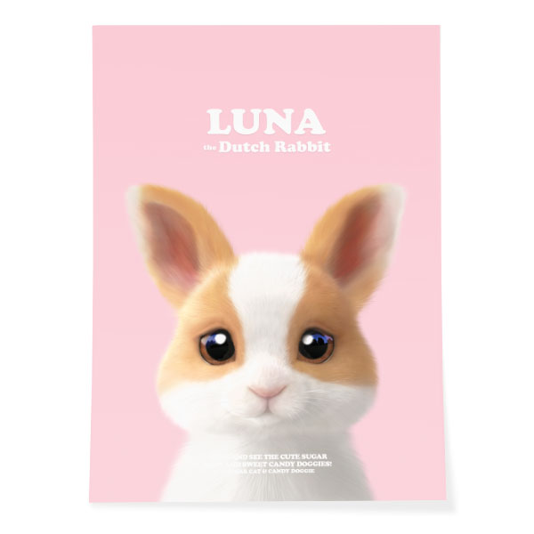 Luna the Dutch Rabbit Retro Art Poster