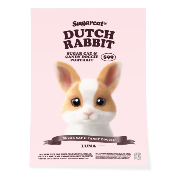 Luna the Dutch Rabbit New Retro Art Poster