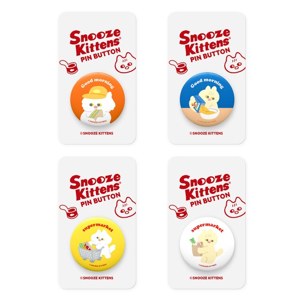 Snooze Kittens® Supermarket Pin Button 4types