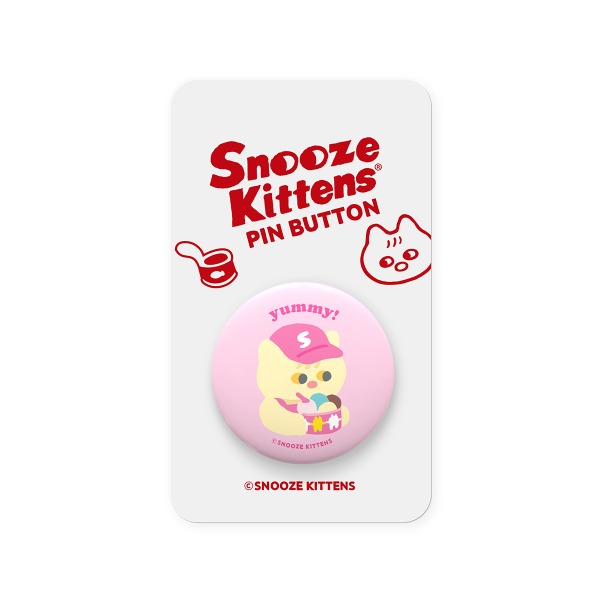 Snooze Kittens® Cherry Icecream Part-timer Pin Button