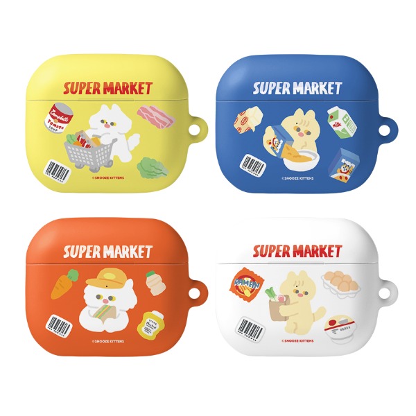 [Snooze Kittens] Supermarket Airpods 3 Hard Case 4 types