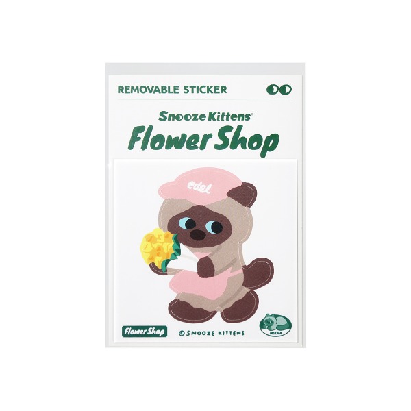 [Snooze Kittens] Flower Shop Mocha Removable Sticker