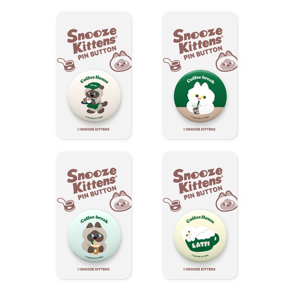Snooze Kittens® Coffeehouse Pin Button 4types