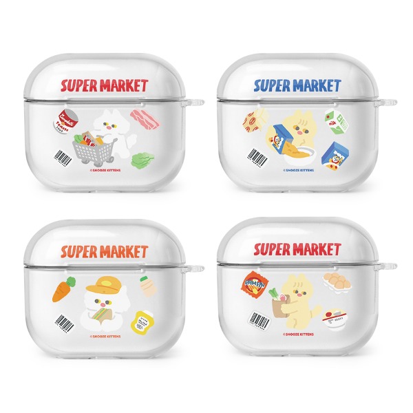 Snooze Kittens® Supermarket Airpods 3 Clear Hard Case 4 types