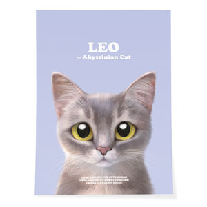 Leo the Abyssinian Blue Cat Retro Art Poster