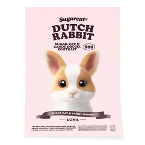 Luna the Dutch Rabbit New Retro Art Poster