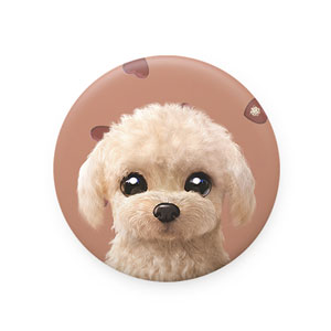 Renata the Poodle’s Heart Chocolate Mirror Button