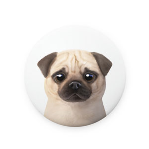 Puggie the Pug Dog Mirror Button
