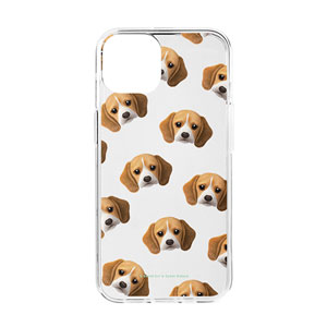 Bagel the Beagle Face Patterns Clear Jelly/Gelhard Case