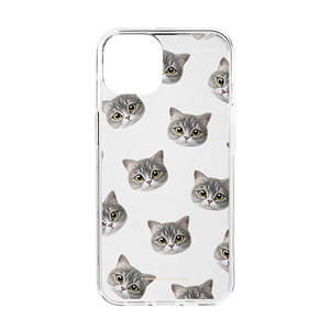 Moon the British Cat Face Patterns Clear Jelly Case