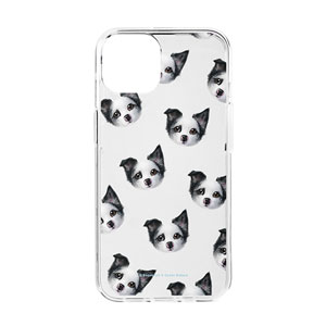 Porori the Border Collie Face Patterns Clear Jelly/Gelhard Case