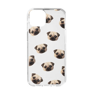 Puggie the Pug Dog Face Patterns Clear Jelly/Gelhard Case