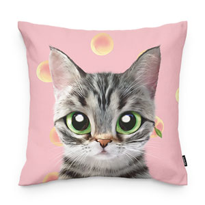 Momo the American shorthair cat’s Peach Throw Pillow