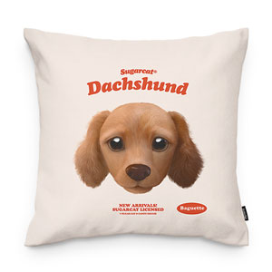 Baguette the Dachshund TypeFace Throw Pillow