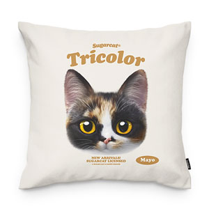 Mayo the Tricolor cat TypeFace Throw Pillow