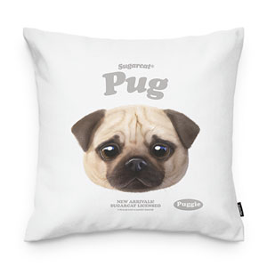 Puggie the Pug Dog TypeFace Throw Pillow