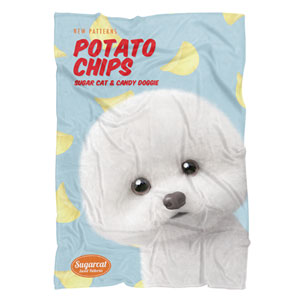 Dongle the Bichon&#039;s Potato Chips New Patterns Fleece Blanket