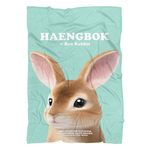 Haengbok the Rex Rabbit Retro Fleece Blanket