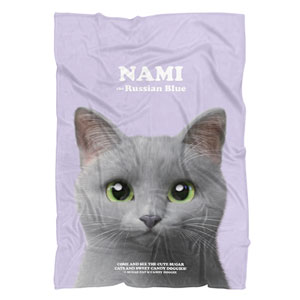 Nami the Russian Blue Retro Fleece Blanket