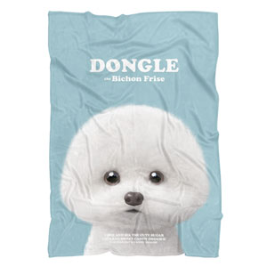 Dongle the Bichon Retro Fleece Blanket