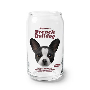 Franky the French Bulldog TypeFace Beer Can Glass