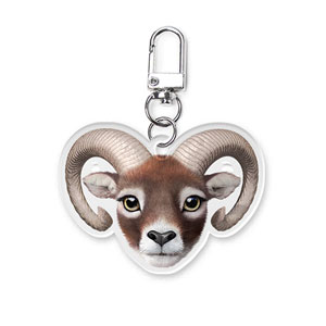 Minos the Mouflon Face Acrylic Keyring