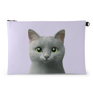 Nami the Russian Blue Leather Clutch (Flat)
