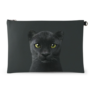Blacky the Black Panther Leather Clutch (Flat)