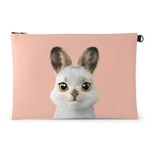Bunny the Mountain Hare Leather Clutch (Flat)