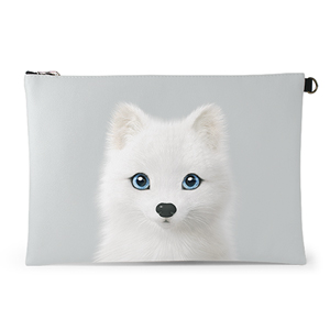 Polly the Arctic Fox Leather Clutch (Flat)