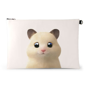 Pudding the Hamster Leather Clutch (Flat)