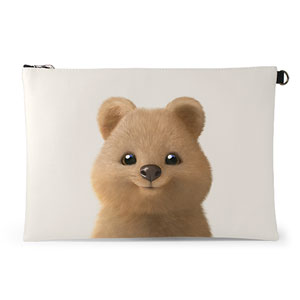 Toffee the Quokka Leather Clutch (Flat)