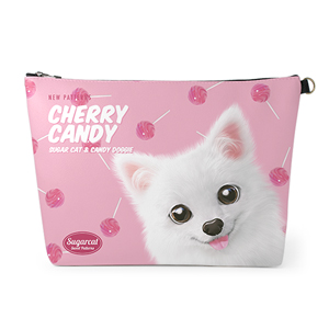 Dubu the Spitz’s Cherry Candy New Patterns Leather Clutch (Triangle)
