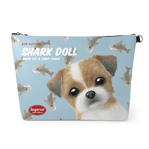 Peace the Shih Tzu’s Shark Doll New Patterns Leather Clutch (Triangle)