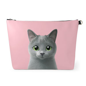 Sarang the Russian Blue Leather Clutch (Triangle)