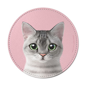 Cookie the American Shorthair Leather Coaster