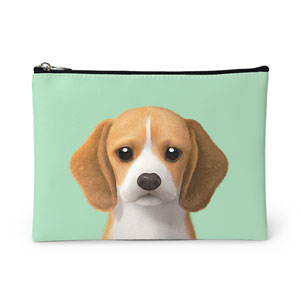 Bagel the Beagle Leather Pouch (Flat)