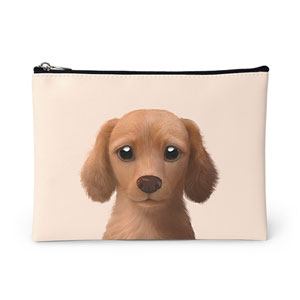 Baguette the Dachshund Leather Pouch (Flat)