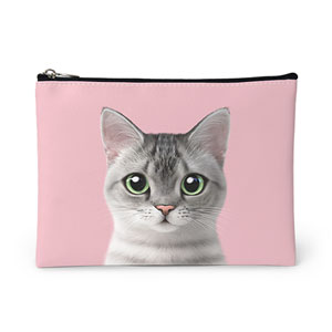 Cookie the American Shorthair Leather Pouch (Flat)
