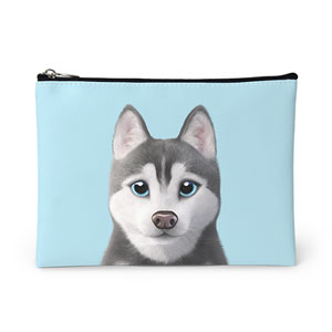 Howl the Siberian Husky Leather Pouch (Flat)
