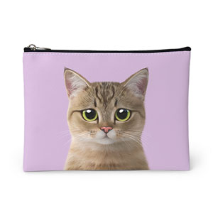 Lulu the Tabby cat Leather Pouch (Flat)
