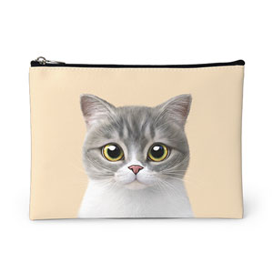 Moon the British Cat Leather Pouch (Flat)