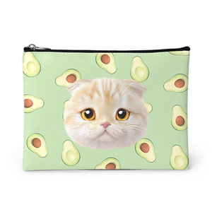 Achi’s Avocado Face Leather Pouch (Flat)