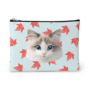 Autumn the Ragdoll’s Sugar Maple Face Leather Pouch (Flat)