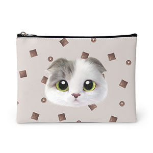 Duna’s Choco Cereal Face Leather Pouch (Flat)