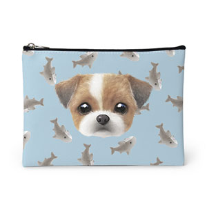 Peace the Shih Tzu’s Shark Doll Face Leather Pouch (Flat)