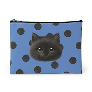 Reo the Kitten&#039;s Oreo Face Leather Pouch (Flat)