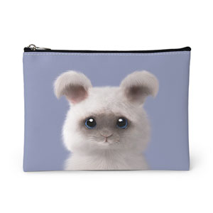 Fluffy the Angora Rabbit Leather Pouch (Flat)