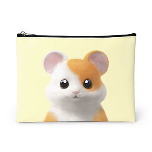 Hamjji the Hamster Leather Pouch (Flat)